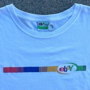 Vintage hanes Beefy-T Ebay Shop White Multicolor Longsleeve T-shirt Size XL
